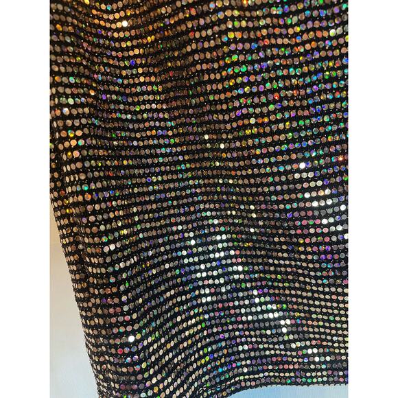 Women's Juniors Large Gold Sequin Sparkle Stretch Mini Skirt EUC - Picture 8 of 10